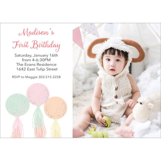 Tasseled Balloons Photo Invitations